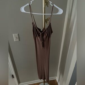 Mahina Ribbed Taupe Dress — Size Small
